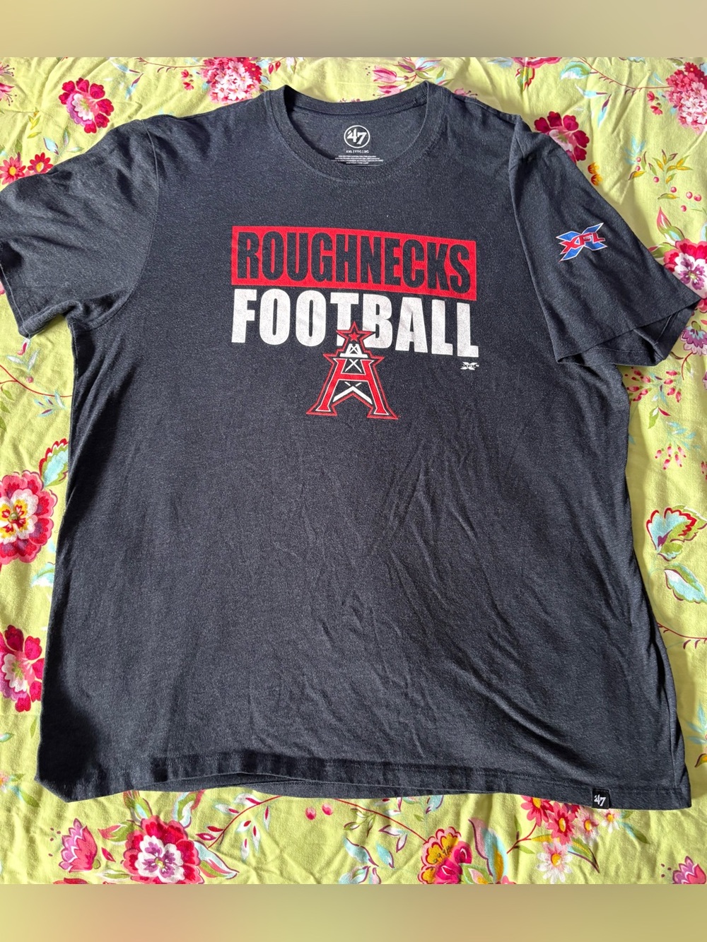 Houston Roughnecks x 47 Brand NWOT XFL Heather navy blue tee men’s XXL 30x24